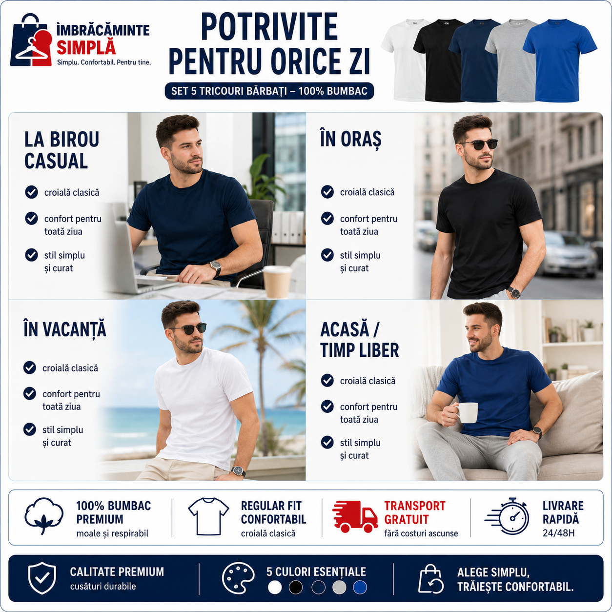 Tricouri bărbați casual
